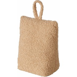 Boltze Deurstopper zak - 1 kg - licht bruin - pluche/teddy stof - Deurstoppers