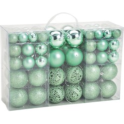 100x stuks kunststof kerstballen mint groen 3, 4 en 6 cm - Kerstbal