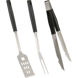 BBQ/barbecue gereedschap set 3-delig RVS - tang - vork - spatel - Barbecuegereedschapset