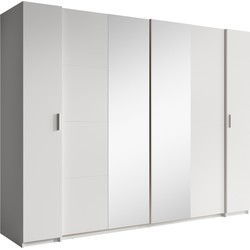 Meubella - Kledingkast Stoke - Wit - 270 cm - Met spiegel