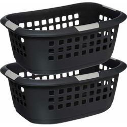 5Five Wasmand extra groot - 2x - antraciet - kunststof - 51 liter - 67 x 47 x 27 cm - Wasmanden