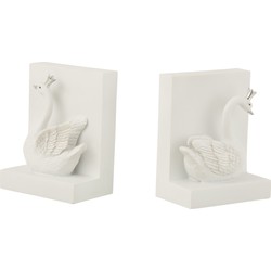 J-line - Set 2 Boekensteun Poly Wit/zilver - 7x11x14cm