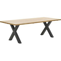 Zeus dining tafel - 220x100 cm - carbon black - teak look