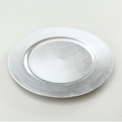 2x Ronde zilverkleurige onderzet diner/eettafel borden 33 cm - Onderborden