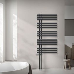 Badkamerradiator middenaansluiting 600x1200 mm antraciet met vloeraansluitset LuxeBath