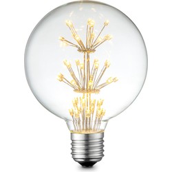 Edison Vintage LED filament lichtbron Globe - Helder - G95 Crystal - Retro LED lamp - 9.5/9.5/13.5cm - geschikt voor E27 fitting - 1W 100lm 2300K - warm wit licht