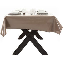 Taupe tafelkleed/tafelzeil 140 x 250 cm rechthoekig - Tafellakens