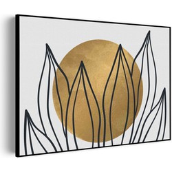 Muurwerken Akoestisch Schilderij - Scandinavisch Design Plant met Goud Element 01 - Geluidsdempend Wandpaneel - Wanddecoratie - Geluidsisolatie - PRO (AW 0.90) XXL (150x107)
