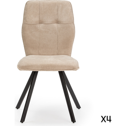 Set van 4 stoelen in stof met zwarte metalen poten L47 cm - MERY