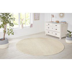 Rond Laagpolig Effen Uni Vloerkleed - Nasty - Creme - 200cm rond Ø