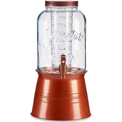 Vivalto Drankdispenser/limonadetap op voet - koper - glas - 3.8 liter - Drankdispensers