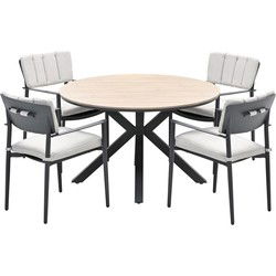 Garden Impressions Dane tuinset 5-delig - Tulli tuintafel Ø122 cm