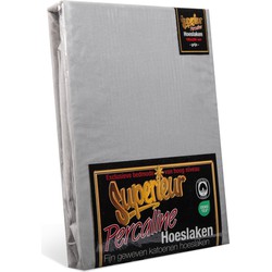 Superieur Hoeslaken - 80x200 cm - Grijs - 100% katoen