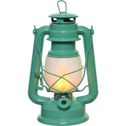 Turquoise blauwe camping lantaarn 24 cm vuur effect LED licht - Lantaarns