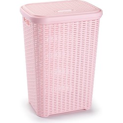 Plasticforte Wasmand met deksel - 60L- roze - kunststof - 35x43x62 cm - Wasmanden