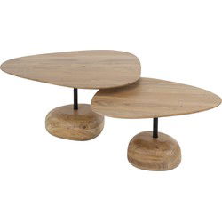 Salontafel - Driehoekig - Set van 2 - Acacia - Naturel