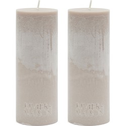 Riviera Maison - Kaarsen - Pillar Candle ECO flax 7x18 - Beige - Set van 2 stuks