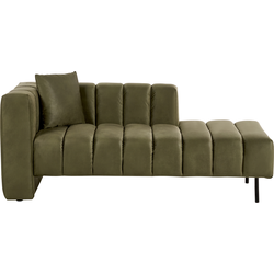 LANNILS - Chaise longue - Olijfgroen - Linkszijdig - Fluweel