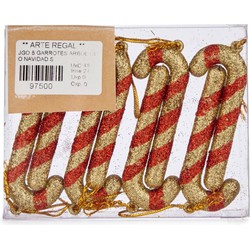 Krist+ Kersthangers - 8ST - zuurstokken - rood/goud - 11 cm - kunststof - Kersthangers