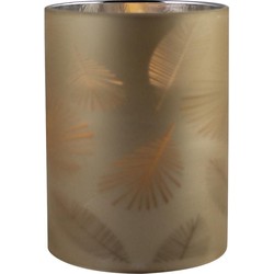 1x stuks luxe led kaarsen in goud bladeren glas D7 x H10 cm - LED kaarsen