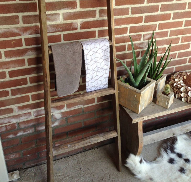 Decoratie ladder houten trap 110cm hangend of staand - - | HomeDeco.nl