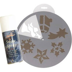 Sneeuwspray kerst raamsjablonen 6 stuks met sneeuwspray - Kerst raamsjablonen
