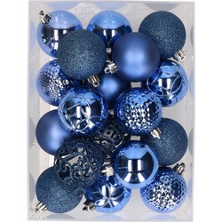 37x stuks kunststof kerstballen konings blauw 6 cm - Kerstbal