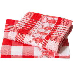 Twentse Damast Keukendoekenset - 6 stuks - Molen Rood