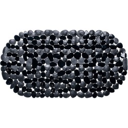Zwarte anti-slip badmat 68 x 35 cm ovaal - Badmatjes