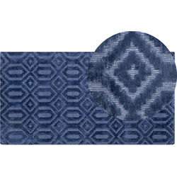 ADATEPE - Laagpolig vloerkleed - Marineblauw - 80 x 150 cm - Viscose