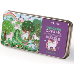 Crocodile Creek puzzel in blik Unicorn Dreams - 50 stukjes