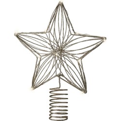 Decoris verlichte ster piek - metaal - 25,5 cm - steady - kerstboompieken