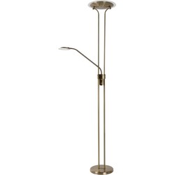 Bronzen uplighter staande lamp 20W en 4W leeslamp