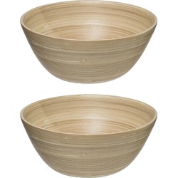 2x stuks Secret de Gourmet Slakom/serveer schaaltjes - bamboe - D25 cm - Saladeschalen