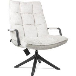 Relaxfauteuil - Draaifauteuil met Armleuning - Draaistoel - Fauteuil - Wit - 70 x 80 x 100 cm