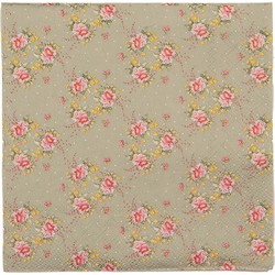 Clayre & Eef Servetten Papier Set van 20  33x33 cm (20) Groen Roze Papier Bloemen Servetten Papieren