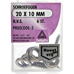 Schroefoog 20x10mm rvs 6st