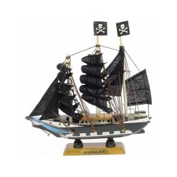 Miniatuur piratenbootje/schip 16 cm - Home decoratie - zwart - Beeldjes