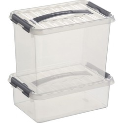 2x Kunststof stapelbare opbergbak 4 en 9 liter 30 cm - Opbergbox