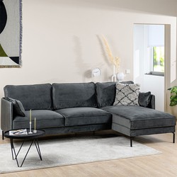 3-zits hoekbank met chaise longue Peppin velvet