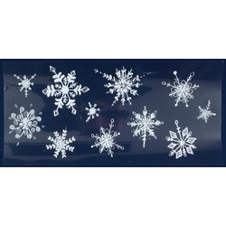 1x Witte kerst raamstickers glitter sneeuwvlokken 23 x 49 cm - Feeststickers