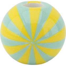 Candle holder - Swirl- Dolomite -  Yellow/Mint- 10x10x10cm