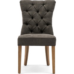 Riviera Maison Stoel Bruin, Eetkamerstoel, Gecapitonneerd, klassiek - Balmoral Dining Chair - Polyester, acryl, hout - (LxBxH) 67.0x55x99.0