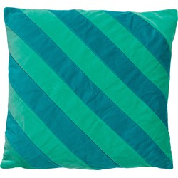 Dutch Decor PEBBE - Kussenhoes velvet 45x45 cm - beveled glass - groen - blauw - strepen - color blocking - Dutch Decor