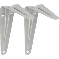 AMIG Plankdrager/planksteun van metaal - 2x - gelakt zilver - 100 x 125 mm - Plankdragers