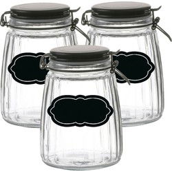 Weckpot/inmaakpot - 4x - 1.5L - glas - met beugelsluiting - incl. etiketten - Weckpotten