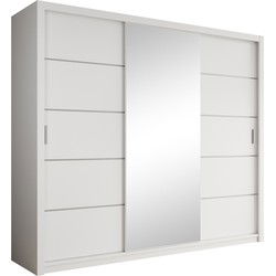 Meubella - Kledingkast Blake - Wit - 250 cm - Met spiegel