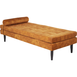 Beliani USSEL - Chaise longue-Geel-Fluweel