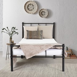 ML design metalen bed zwart, 90x200 cm, gemaakt van stalen frame