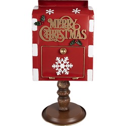 Clayre & Eef Kerstdecoratie Brievenbus 27x22x51 cm Rood Metaal